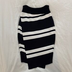 A.L.C. Black and White Asymmetrical Stripe Pencil Skirt